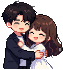 Cặp đôi pixel ôm nhau